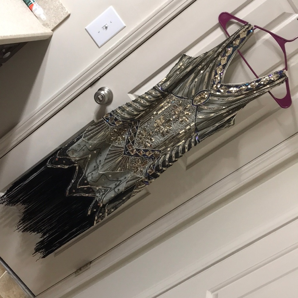 Flapper Style Gold/Black Multicolored Sequined Dress